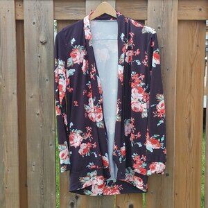 ROMANTIC Women's Open Front Cardigan Size Medium Floral Open Front Cardi…
